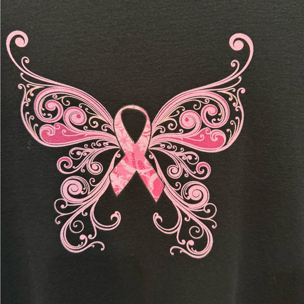 Breast Cancer Ribbon Butterfly T-shirt Size 1X/2X NWOT